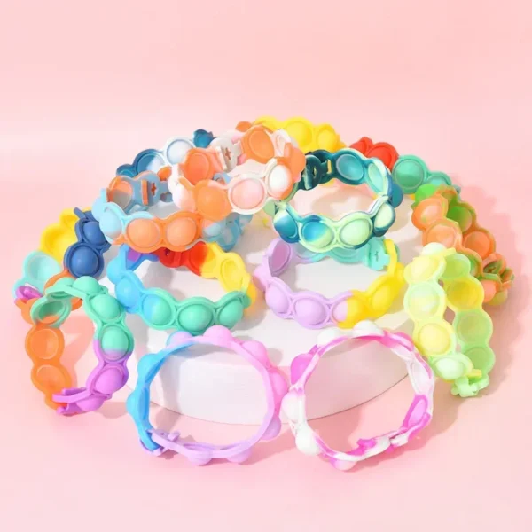 1Pcs Pops Bubble Simple Dimple Toy Its Fidget Anti Stress Relief Colorful Silicone Bracelet Anxiety Sensory for Autism Adhd - Image 4