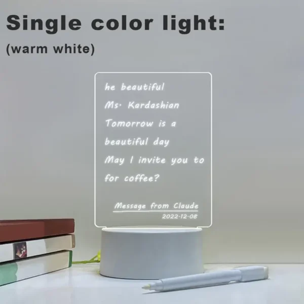 Transparent Message Board Night Light Glowing Memo Acrylic LED Ambient Lights Daily Moment Note Board Erasable Room Decor Gift - Image 2