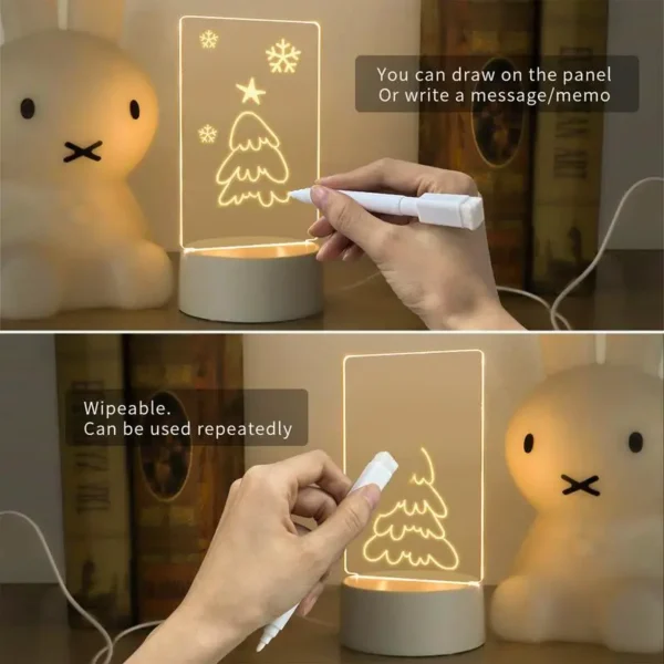 Transparent Message Board Night Light Glowing Memo Acrylic LED Ambient Lights Daily Moment Note Board Erasable Room Decor Gift - Image 3