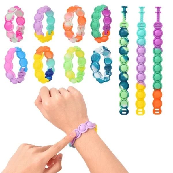 1Pcs Pops Bubble Simple Dimple Toy Its Fidget Anti Stress Relief Colorful Silicone Bracelet Anxiety Sensory for Autism Adhd